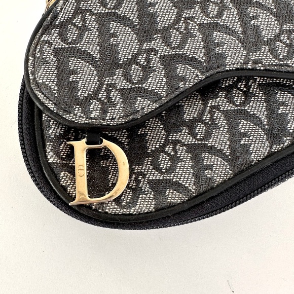 AUTH DIOR/ChristianDior CD Saddle Bag Navy Trotter Jacquard - Picture 5 of 8